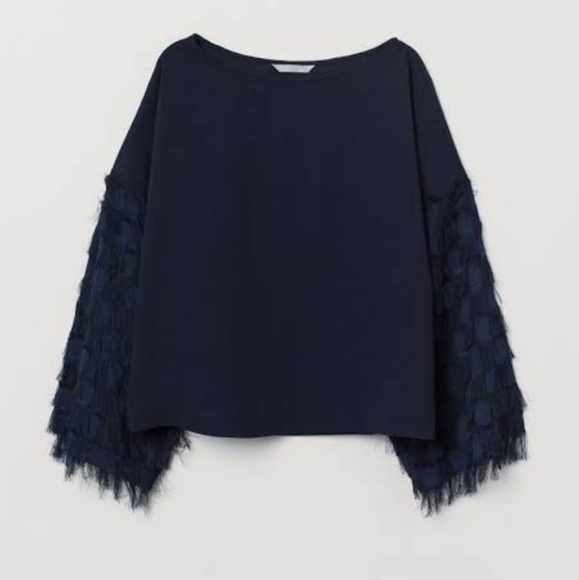 Boxy Top with Fringe Sleeves New H&M - Picture 2 of 8